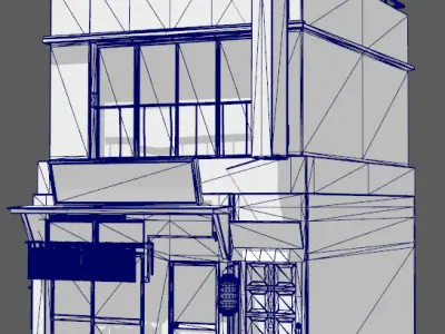 Realistic sushi restaurant architecture house Low-poly 3D model