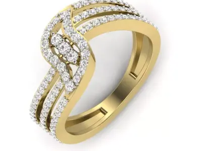 light weight  Yellow gold diamond rings-PR-487-DIA 3D print model