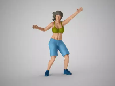Girl Plays Street Basketball 2 3D print model