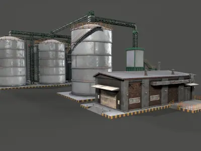 Huge Refinery Low-poly 3D model
