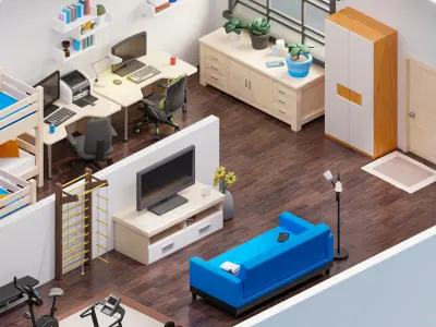 Room 47 Low-poly 3D model