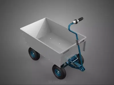 STEEL METAL BED TRAY BIN POWERED ELECTRIC CART TROLLEY WAGON TUB 3D model