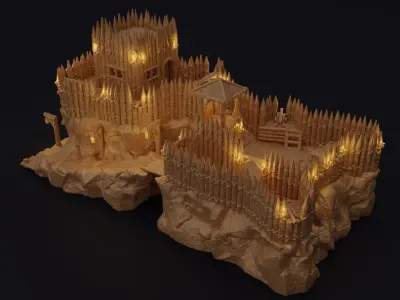 Small Pirate Fort Tabletop Terrain 28 MM 3D print model