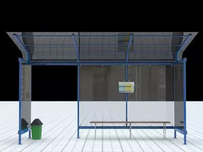 Busstop 2 bus stop with sign 3D model