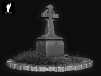 3D Skull Tombstone - High Poly 3D model