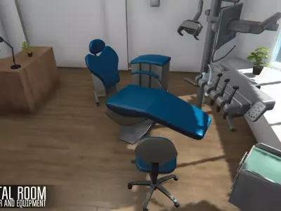 Dental room - interior and equipment Low-poly 3D model