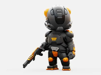 TOON  TROOPER ALIENWARE  RIGGED 3D model