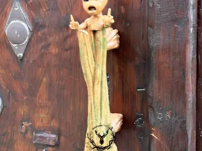 Embrace the Power of Groot 3D Printable Door Handle STL Design 3D model