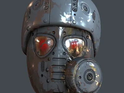 Gas mask helmet 3d model scifi Low-poly Low-poly 3D model 17