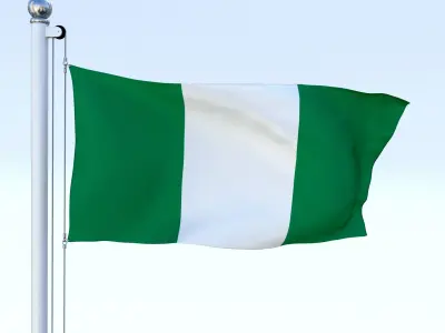 Animated Nigeria Flag Low-poly 3D model