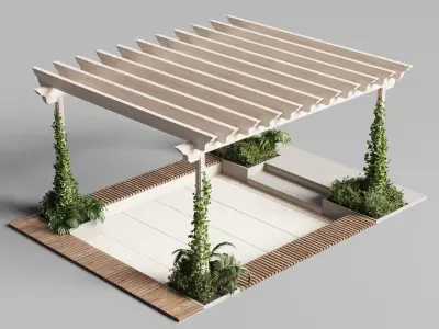 Classic Pergola and patio with ivy 3D model