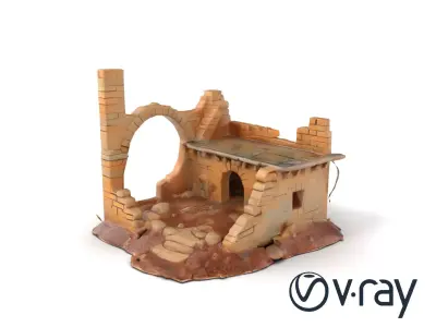 Shattered Cottage Ruins Environment model pack Low-poly 3D model