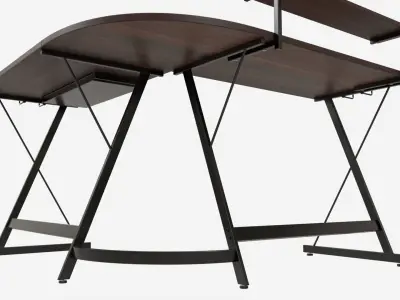 Desk with Monitor Stand Drawer 3D model