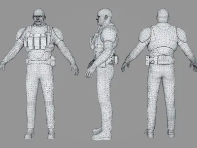 Sci-fi Trooper Low-poly 3D model