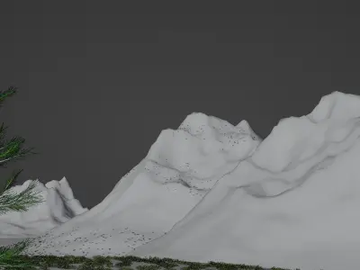 Summer Mountain view Textures Low-poly 3D model Low-poly 3D model