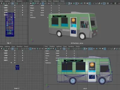 Minibus Medium Density Low-poly 3D model
