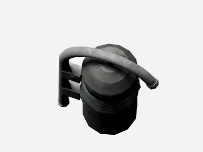 Grey cage type trash can with carrier bag Low-poly 3D model