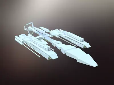 Sci-Fi War spaceship Low-poly 3D model