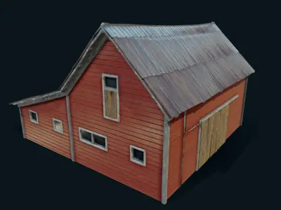 Farm Red Barn Low-poly 3D model
