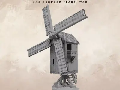 Medieval wooden windmill 3D print model
