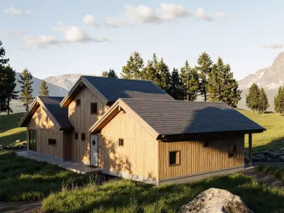Wooden House 3D Model Modern Chalet Design IFC SKP OBJ GLB FBX 3D model