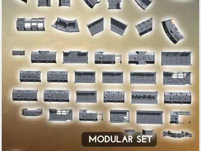 Large assembly of various modular components for constructing ad 3D print model