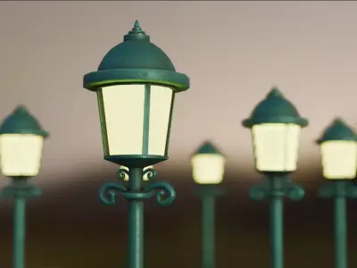 Stylized Vintage Street Lamp 3D Model Low-poly 3D model