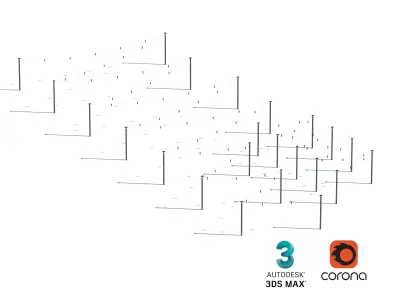 Modern String Light Poles for Urban Outdoor Spaces 3D model