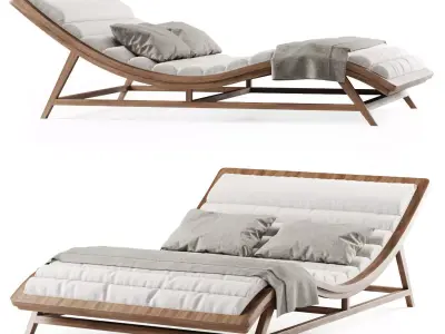 Large wooden chaise lounge  3D model