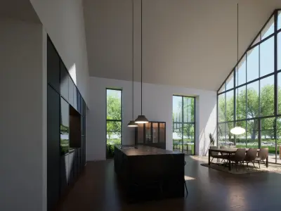 Scandinavian Modern House - Minimalist Architectural Unfurnished 3D model