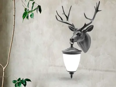 Deer Head Wall Lamp 3D print model