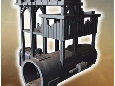 Large structure with upper defenses airplane carcass and reinfor 3D print model