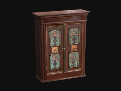 Closet wooden cabinet with painted doors Low-poly 3D model