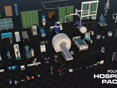 Poly Hospital Pack - Medical Surgical Equipments Low-poly 3D model