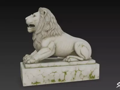 Lion Statue V21 Low-poly 3D model