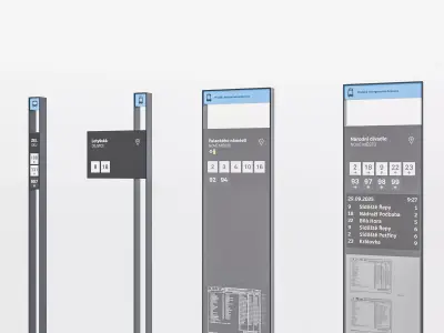 Prague tram and bus stop signs set 3D model