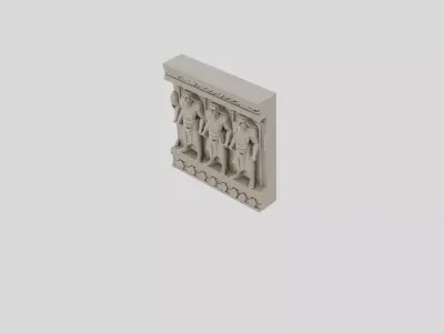 Fantasy Stone Tomb Wall Relief for 3D print Low-poly 3D model