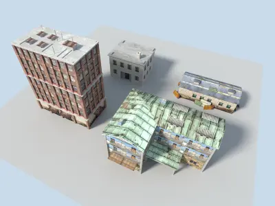 industrial buildings pack Low-poly 3D model