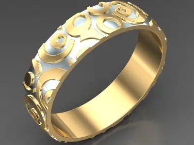 Light Gold Diamond Men Ring 2MR090 3D model
