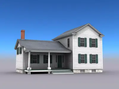 Big White House Low-poly 3D model