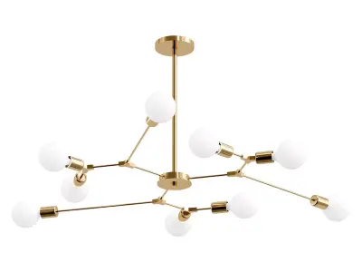 Yansy-Pendant-Light modern brass chandelier with globes 3D model