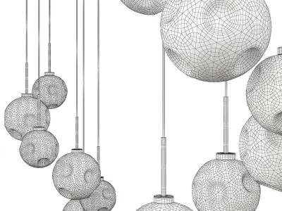 2 MIRA 6 Light Ceiling Cluster Pendant Low-poly 3D model