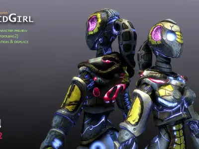 Droid Girl Low-poly 3D model