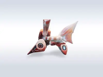 Futuristic Sci-Fi Flying Drone Robot with Cockpit Game Ready 82 3D model