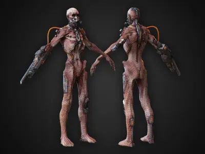 Cyber Zombie Gun Arm Low-poly 3D model