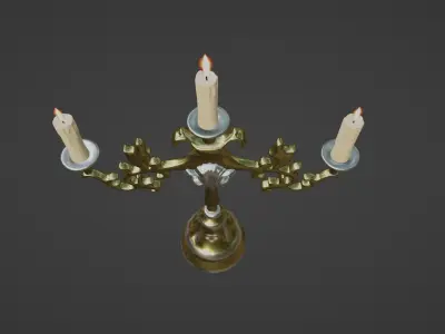 Victorian Candlestick Low-poly 3D model