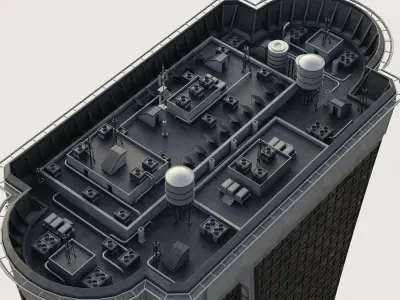 Building Skyscraper City Town Downtown Street Futuristic Utopia Low-poly 3D model