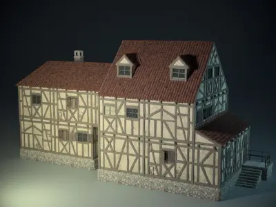 Medieval House 04 Game Ready Low-poly 3D model