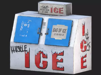 Worn Ice Vending Machine Box Gas Station Prop Low-poly 3D model