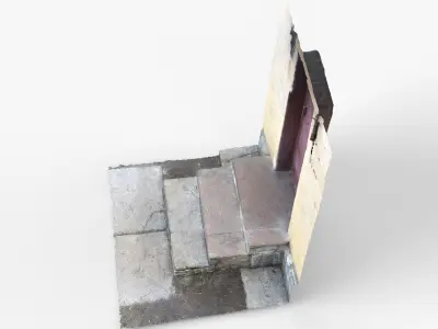 3D scan of stairs to old door industrial building Low-poly 3D model